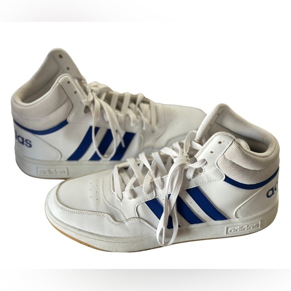 Adidas White and Blue Mid-Top Sneakers - Picture 2 of 9